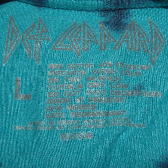 Mens' Def Leppard Black Teal Tie Dye Graphic Tee T-Shirt Size Large - Picture 4 of 5